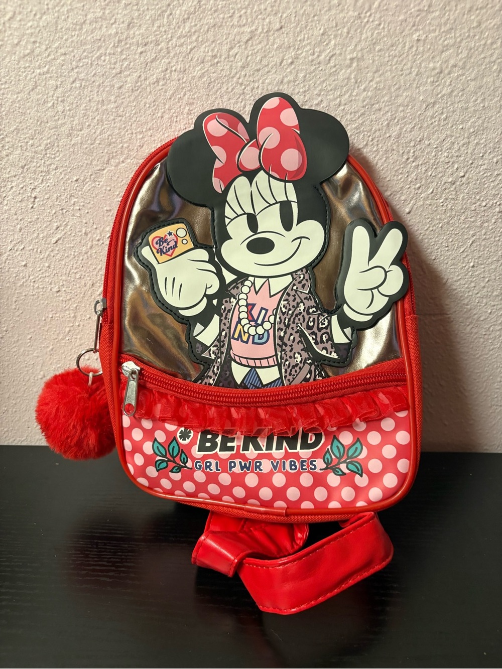 Disney Minnie Mouse Be Kind Mini Backpack Red Pink Polka Dot Bag